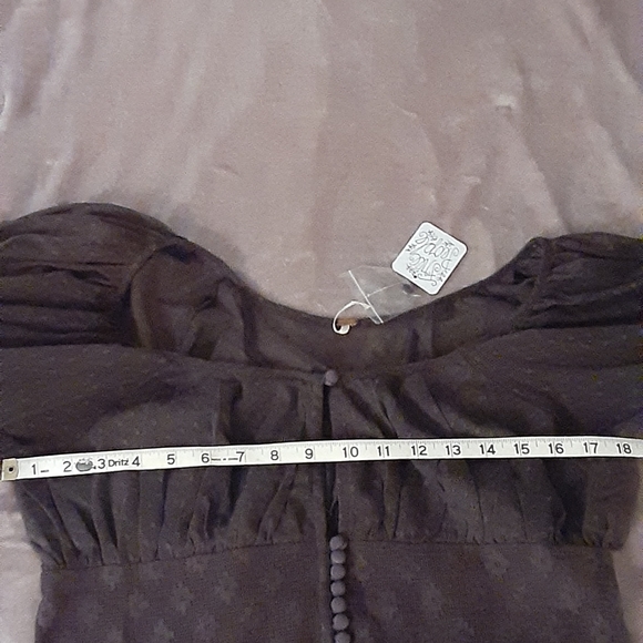 Free People Lace Crop Top w/ Puffy Sleeves - Picture 10 of 11